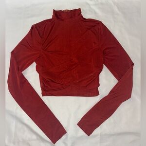 Cropped Red Turtleneck Top - 4(SA)